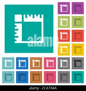 Les règles de canevas sont des icônes plates multicolores sur des arrière-plans carrés simples. Inclut des variantes d'icône blanche et foncée pour les effets de survol ou actifs. Illustration de Vecteur