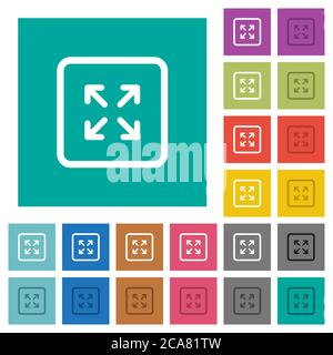 Agrandir les icônes plates multicolores de l'objet sur des arrière-plans carrés simples. Inclut des variantes d'icône blanche et foncée pour les effets de survol ou actifs. Illustration de Vecteur