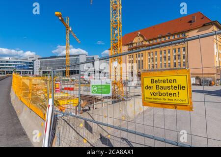 Travaux de construction Stuttgart 21, Kurt-Georg-Kiesinger-Platz, centre-ville de Stuttgart, Land fédéral de Bade-Wurtemberg, Allemagne du Sud, Europe Banque D'Images