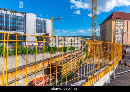 Travaux de construction Stuttgart 21, Kurt-Georg-Kiesinger-Platz, centre-ville de Stuttgart, Land fédéral de Bade-Wurtemberg, Allemagne du Sud, Europe Banque D'Images