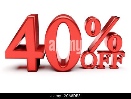 mots 3d 40 pour cent isolés sur blanc. rendu 3d Banque D'Images