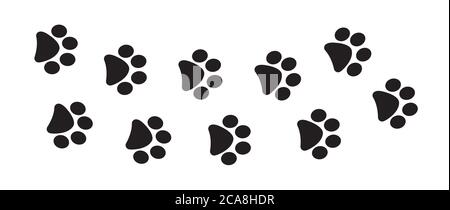 Chemin d'encombrement des pattes. La piste de marche pour chiens imprime une silhouette pour le design de bannière ou d'emballage Illustration de Vecteur