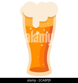 Verre de bière sur fond blanc isolé. Brasserie pour invitation ou carte-cadeau, carnet, logo artisanal de la brasserie, carrelage de bain, album. Étui de téléphone ou CLO Illustration de Vecteur