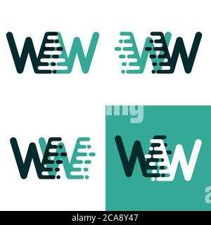 Logo WW letters avec mise en valeur de la vitesse vert et vert foncé Illustration de Vecteur