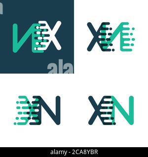 XN lettres logo avec accent de vitesse vert et bleu Illustration de Vecteur