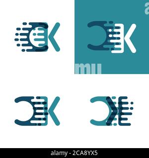 Logo en lettres CK avec vitesse d'accentuation en vert clair et bleu foncé Illustration de Vecteur