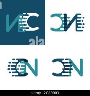 Lettres CN logo avec vitesse accentuée en vert clair et bleu foncé Illustration de Vecteur