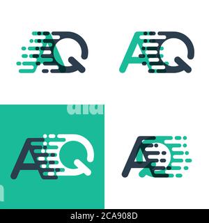 Lettres AQ logo avec la vitesse d'accent en vert tosca et bleu foncé Illustration de Vecteur