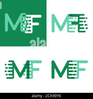 Logo MF lettres avec vitesse accentuée en vert clair et vert foncé Illustration de Vecteur