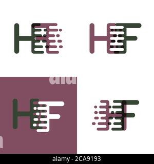 Logo HF lettres avec vitesse d'accentuation en violet et vert foncé Illustration de Vecteur