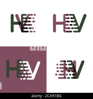 Logo HV lettres avec vitesse d'accentuation en violet et vert foncé Illustration de Vecteur