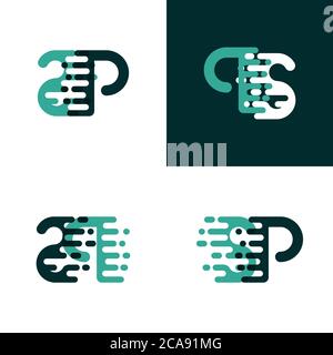 Logo SP lettres avec vitesse accentuée en vert clair et vert foncé Illustration de Vecteur