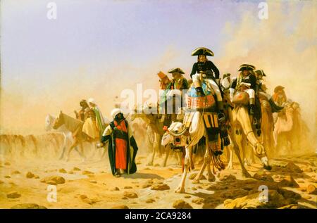 Napoléon Bonaparte et son état-major militaire en Égypte, peinture de Jean Léon Gérame, 1863 Banque D'Images