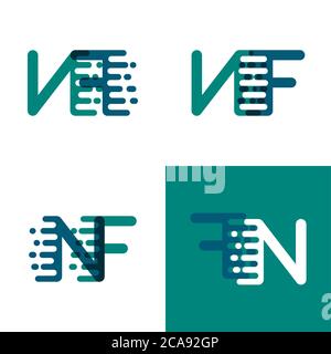 Logo NF lettres avec vitesse d'accentuation en vert et violet foncé Illustration de Vecteur