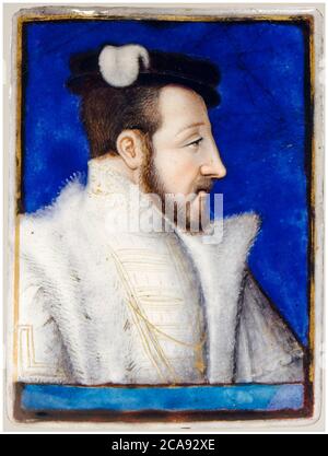 Henri II (1519-1559), roi de France, portrait miniature par Léonard Limasin, 1555-1560 Banque D'Images