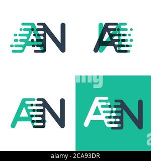 UN logo de lettres avec une vitesse accentuée en vert tosca et bleu foncé Illustration de Vecteur