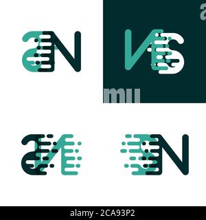 Logo de lettres SN avec une vitesse d'accentuation en vert clair et vert foncé Illustration de Vecteur