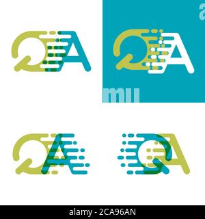 Logo de lettres QA avec une vitesse d'accentuation en bleu et vert clair Illustration de Vecteur