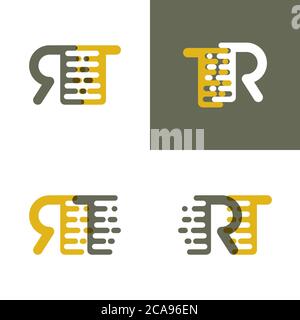 Logo RT lettres avec vitesse d'accentuation en marron et jaune foncé Illustration de Vecteur