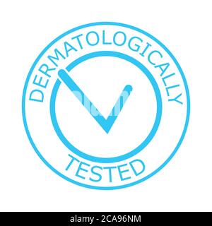 Étiquette vectorielle testée dermatologiquement avec logo à carreaux. Test dermatologique et dermatologue cliniquement prouvé icône pour sans allergie et sain sûr Illustration de Vecteur