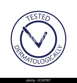 Étiquette vectorielle testée dermatologiquement avec logo à carreaux. Test dermatologique et dermatologue cliniquement prouvé icône pour sans allergie et sain sûr Illustration de Vecteur