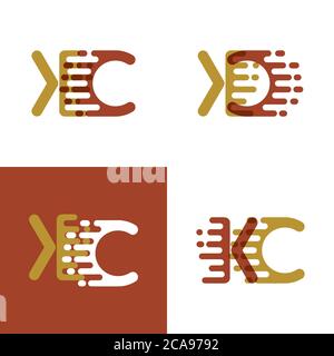 Logo KC lettres avec vitesse d'accentuation en marron clair et marron foncé Illustration de Vecteur