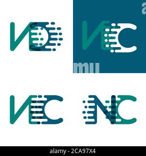 Logo de lettres NC avec vitesse d'accentuation en vert et violet foncé Illustration de Vecteur