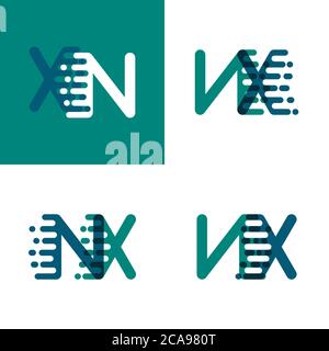 Logo NX lettres avec vitesse d'accentuation en vert et violet foncé Illustration de Vecteur