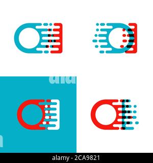 Lettres OI logo avec la vitesse d'accent en rouge et bleu Illustration de Vecteur