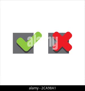 Coche élégante V X icône vecteur. Oui non vrai faux symbole logo Illustration de Vecteur