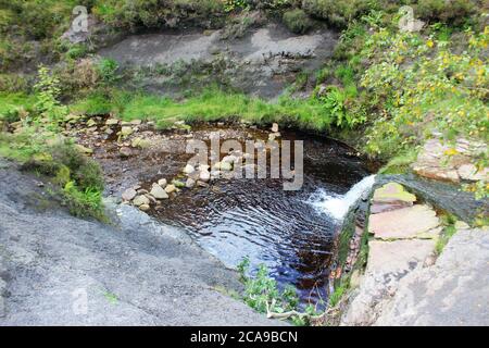 La cascade de Lead Mines Clough d'en haut à Anglezarke, Chorley, Angleterre Banque D'Images