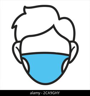 Personnage portant un masque facial, des restrictions de quarantaine et des soins de santé Illustration de Vecteur