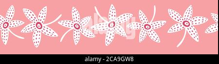 Motif fleuri sur les bordures. Bannière vectorielle sans couture de fleurs tropicales. Illustration de Vecteur