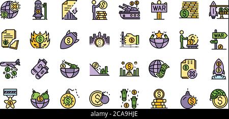 Les icônes de guerre commerciale définissent le vecteur à plat Illustration de Vecteur