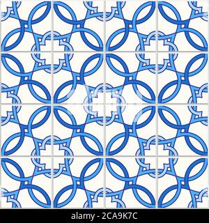 Tuiles portugaises, motif de vecteur quatrefoil. Motif moderne mêlé, basé sur des motifs arabes orientaux traditionnels - arabesques. Backgr vectoriel transparent Illustration de Vecteur