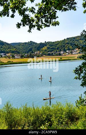 Meerfelder Maar, Vulkaneifel, lac vulcanique, Eifel, Rhénanie-Palatinat, Allemagne, Banque D'Images