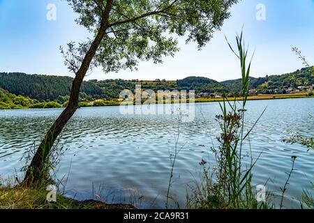 Meerfelder Maar, Vulkaneifel, lac vulcanique, Eifel, Rhénanie-Palatinat, Allemagne, Banque D'Images