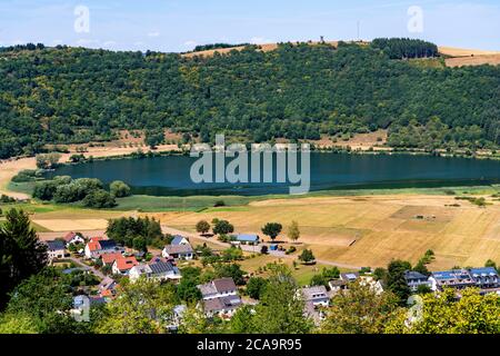 Meerfelder Maar, Vulkaneifel, lac vulcanique, Eifel, Rhénanie-Palatinat, Allemagne, Banque D'Images