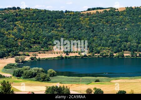 Meerfelder Maar, Vulkaneifel, lac vulcanique, Eifel, Rhénanie-Palatinat, Allemagne, Banque D'Images