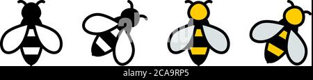 Icône abeille simple, version noir / blanc et couleur Illustration de Vecteur