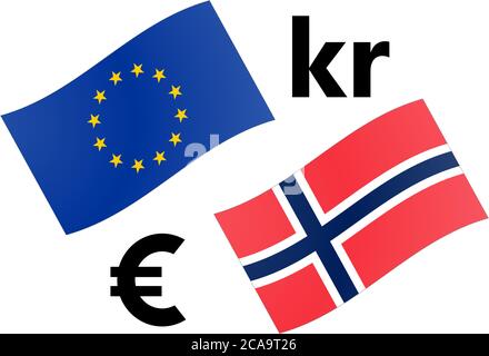 Illustration du vecteur de paire de devises EURNOK forex. Drapeau de l'UE et de la Norvège, avec symbole Euro et Krone. Illustration de Vecteur