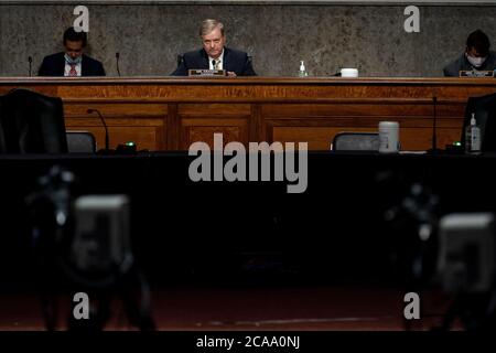 UPI, États-Unis. 05 août 2020. Lindsey Graham (R-SC), président de la Commission judiciaire du Sénat, prend la parole lors d'une audience de la Commission judiciaire du Sénat sur « la surveillance de l'enquête sur les ouragans interfeux » à Capitol Hill, à Washington, DC, le 5 août 2020. Photo par Erin Schaff/UPI crédit: UPI/Alay Live News Banque D'Images