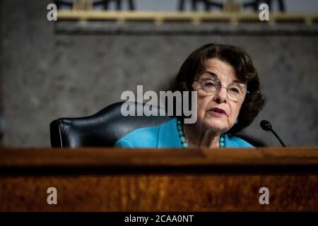 UPI, États-Unis. 05 août 2020. Dianne Feinstein (D-CA), membre de la Commission judiciaire du Sénat, prend la parole lors d'une audience de la Commission judiciaire du Sénat sur « la surveillance de l'enquête sur les ouragans entre deux feux » à Capitol Hill, à Washington, DC, le 5 août 2020. Photo par Erin Schaff/UPI crédit: UPI/Alay Live News Banque D'Images