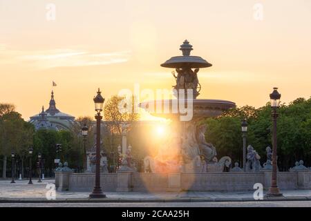 Place de la concorde au coucher du soleil, Paris Banque D'Images