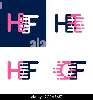 Lettres FH logo avec la vitesse d'accentuation en rose et violet drak Illustration de Vecteur