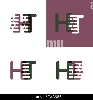 Logo HT lettres avec vitesse d'accentuation en violet et vert foncé Illustration de Vecteur