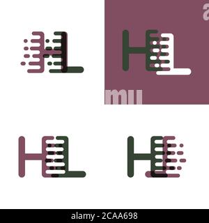 Logo HL lettres avec vitesse d'accentuation en violet et vert foncé Illustration de Vecteur