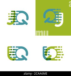 Logo JQ lettres avec vitesse d'accentuation en vert clair et bleu clair Illustration de Vecteur