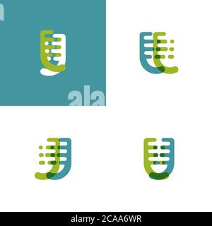Lettres JJ logo avec une vitesse d'accentuation en vert clair et bleu clair Illustration de Vecteur
