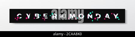 Bannière ou en-tête style Cyber Monday. Concept de typographie moderne avec effet brillant. Ombres réalistes. Proportions Internet. Illustration de Vecteur